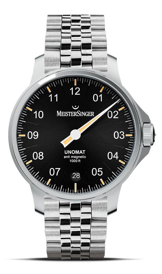 MeisterSinger "Unomat" 30-Bar Automatic in SS, Black & Old Radium Dial