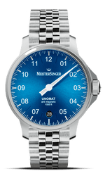 MeisterSinger "Unomat" 30-Bar Automatic in SS, Sunburst Medium Blue Dial