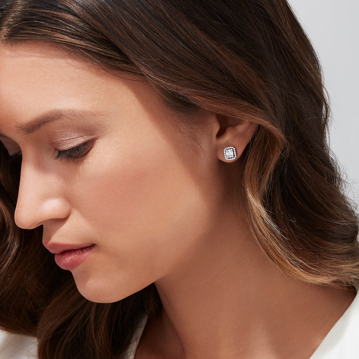 Diamond Stud Earrings in 14K White Gold, 0.48 ctw view 2