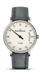 MeisterSinger "Vintago" Single-Hand Automatic in SS, Opaline Silver Dial