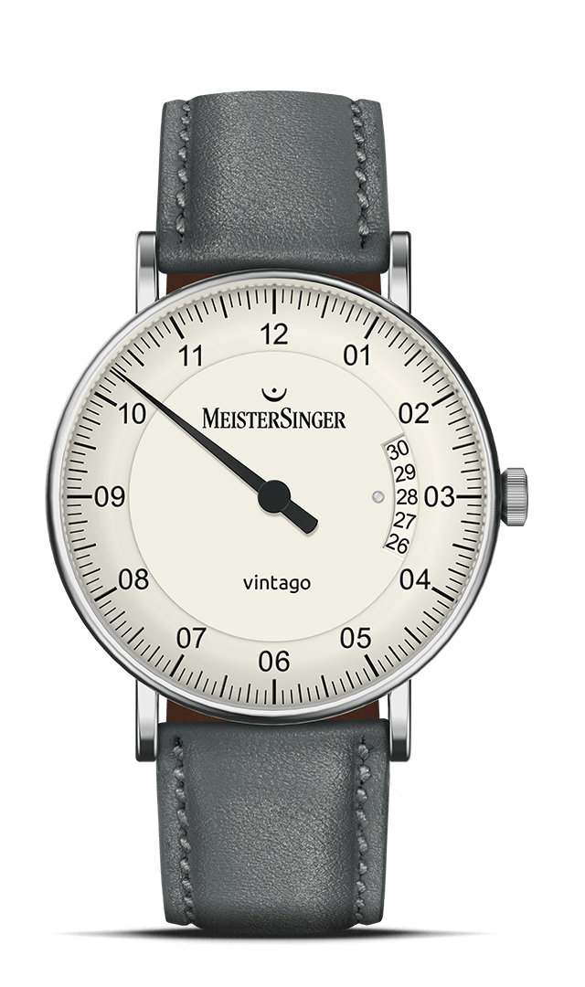 MeisterSinger "Vintago" Single-Hand Automatic in SS, Opaline Silver Dial