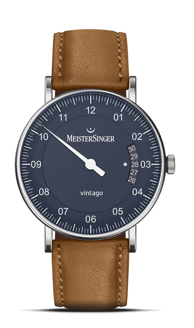MeisterSinger "Vintago" Single-Hand Automatic in SS, Blue Dial