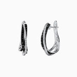 Black and White Diamond Earrings in 14K White Gold, 0.79 ctw view 2