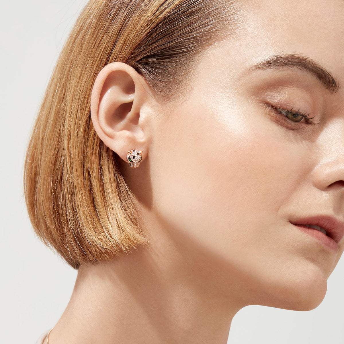 Diamond and Tsavorite Stud Earrings in 14K Rose Gold, 0.49 ctw view 2
