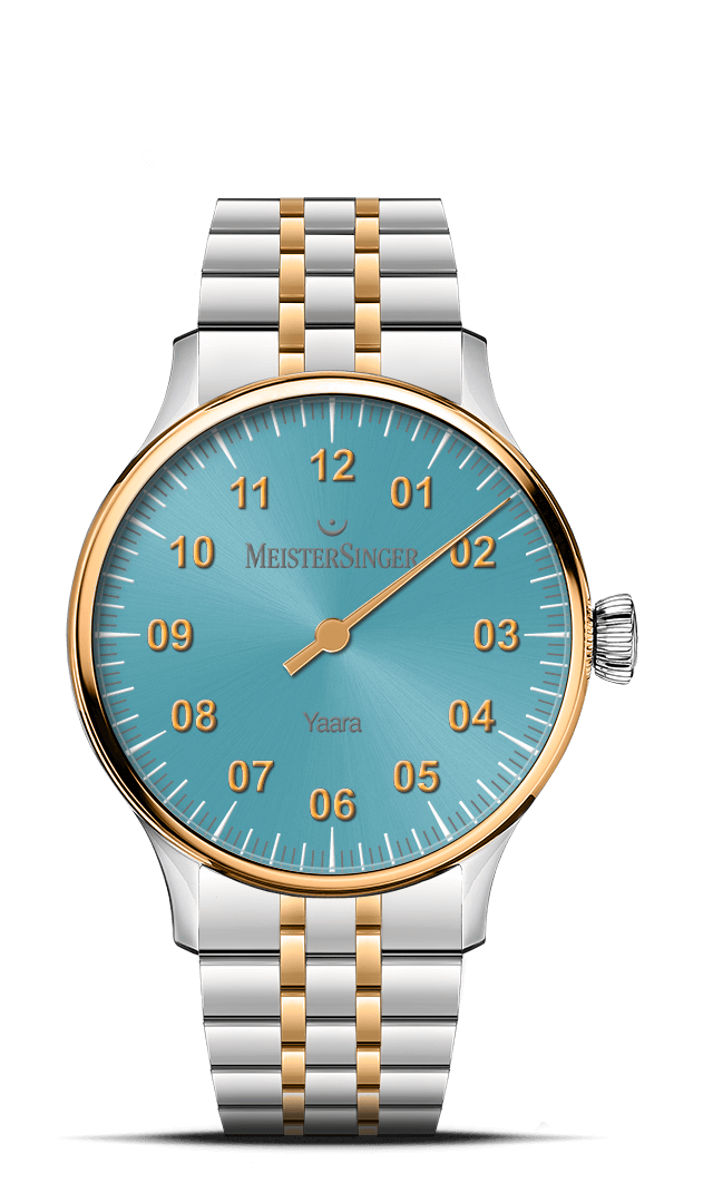 MeisterSinger "Yaara" Women's Automatic in SS, Ice Blue/Gold Dial