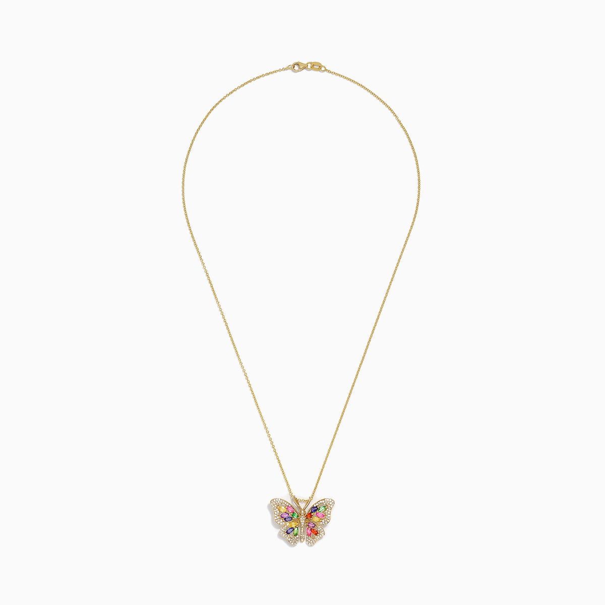 Sapphire & Diamond Butterfly Pendant in 14K Gold, 2.34 ctw view 2