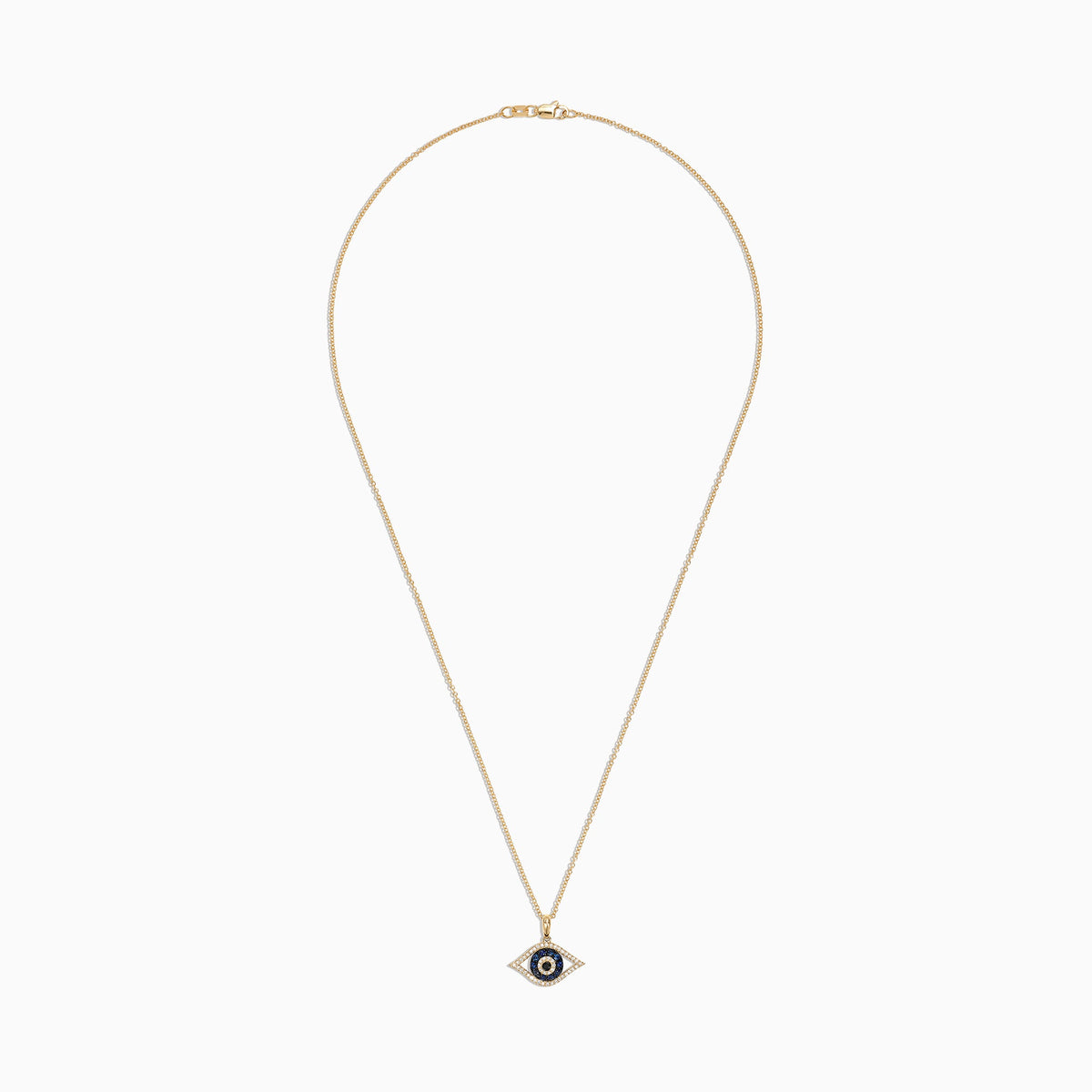 Sapphire & Diamond Evil Eye Pendant in 14K Yellow Gold, 0.42 ctw view 2