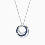 Blue Sapphire and Diamond Pendant in 14K White Gold, 0.74 ctw
