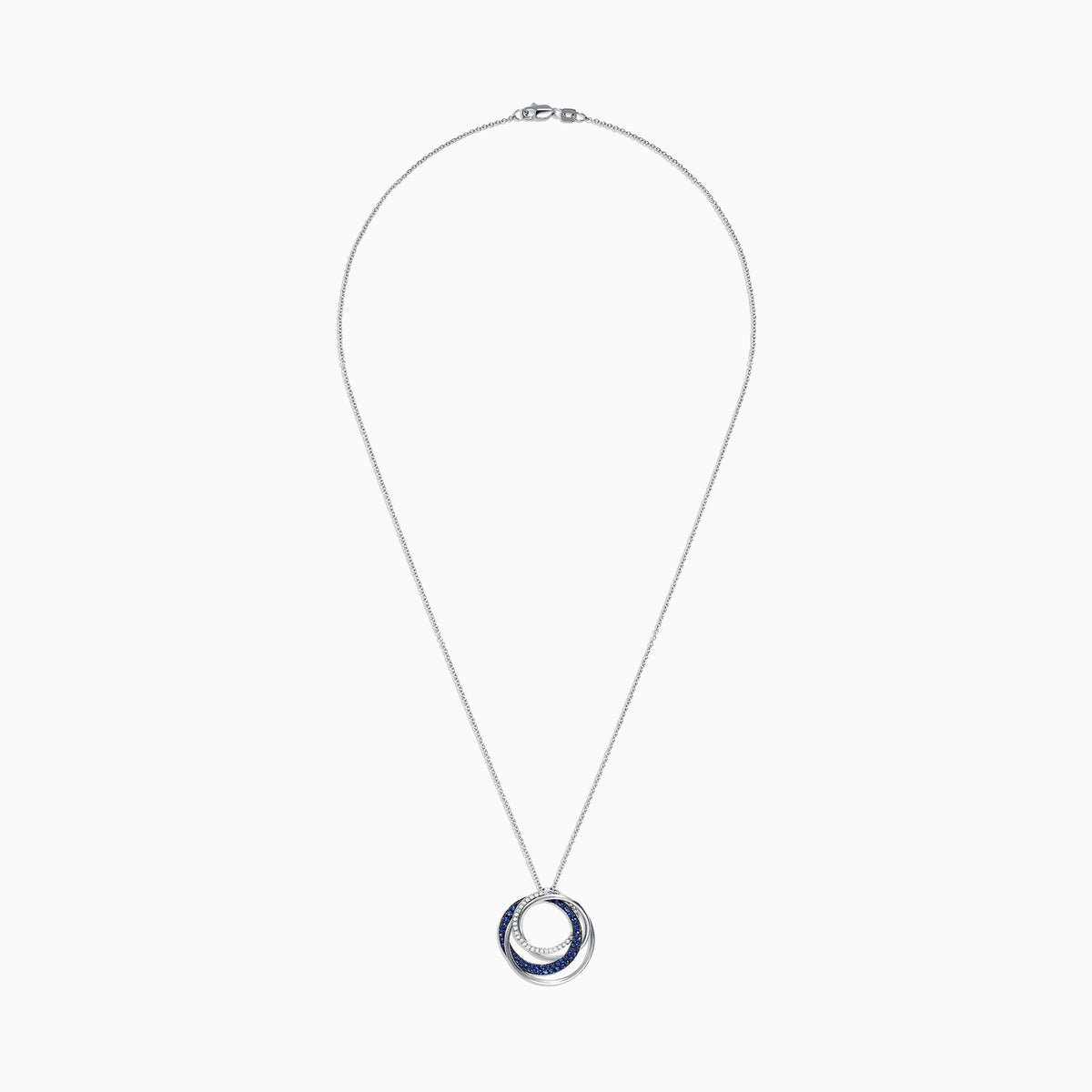 Blue Sapphire and Diamond Pendant in 14K White Gold, 0.74 ctw view 2