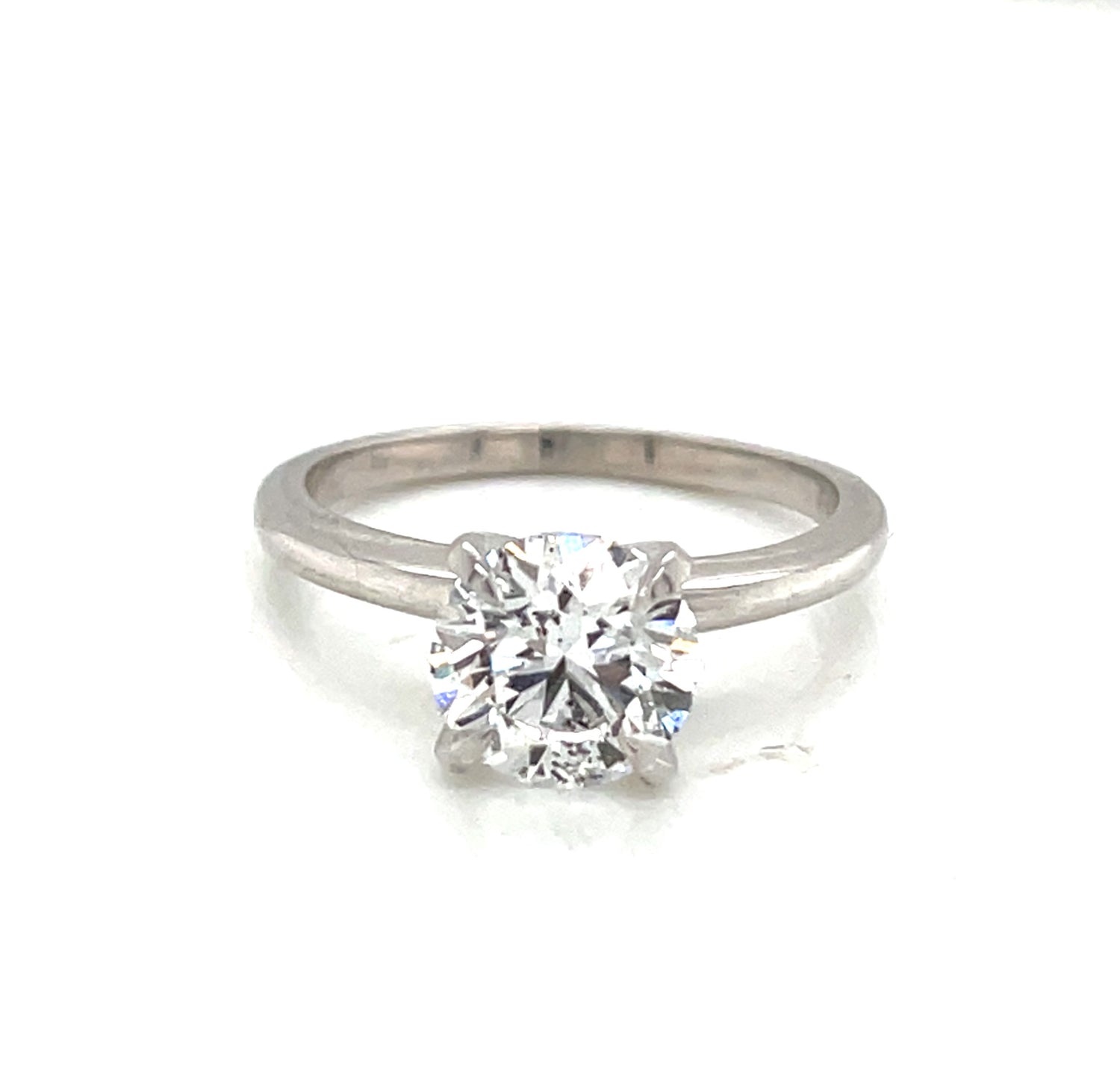 14 Karat White Gold Round Diamond Solitaire Engagement Ring