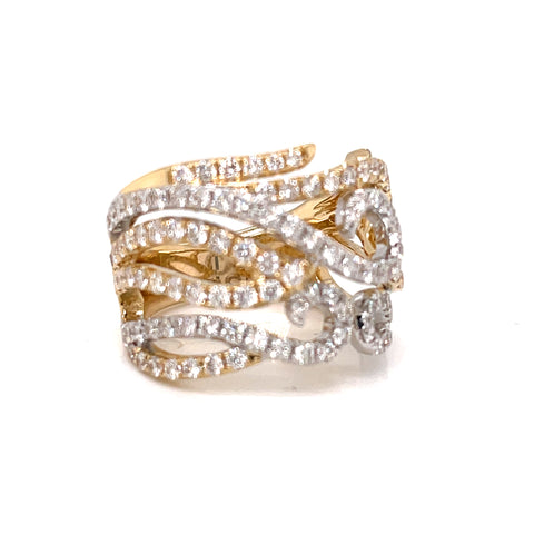 14 Karat Two-Tone Yellow and White Gold Diamond Ring