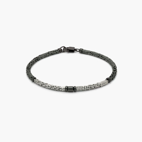 Croce Bamboo bracelet in grey and silver hematite (Size: M)