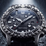 GLOCK Rotating-Bezel Watch in Stainless Steel, Black Dial, Black Strap (GW-44-2-22)
