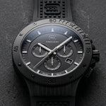 GLOCK Swiss Chronograph Watch in Black Steel, Black Dial, Black Strap