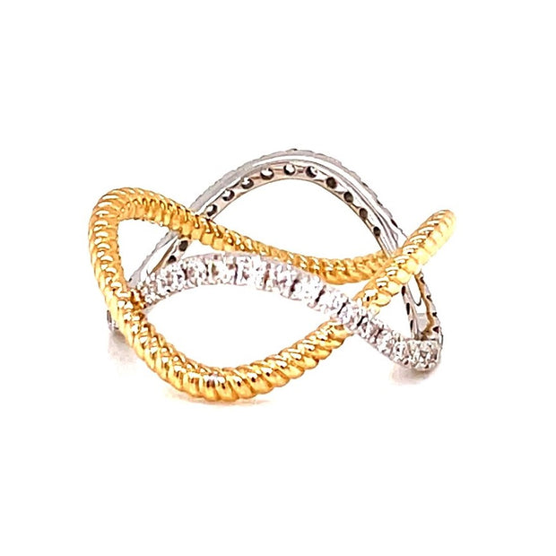 14 Karat Two-Tone White and Yellow Gold Diamond Ring