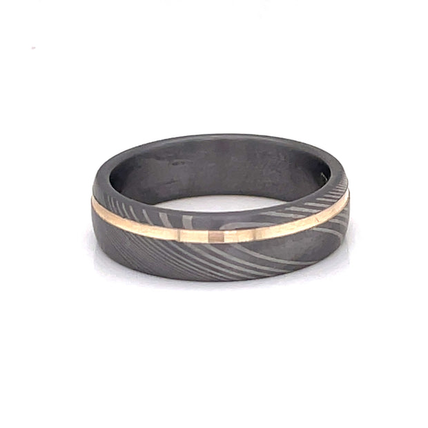 14 Karat Yellow Gold and Tantalum Men's Wedding Band