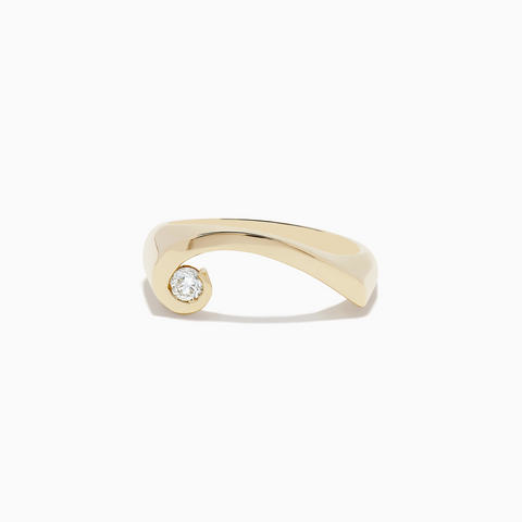 D'Oro 14K Yellow Gold Diamond Swirl Ring