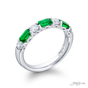 Platinum Diamond and Emerald Ring