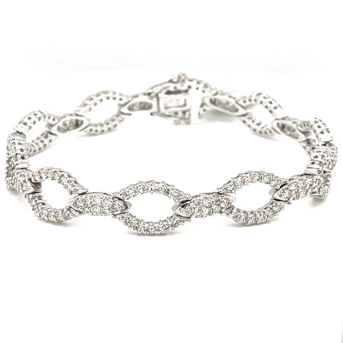 18K White Gold Diamond 7 inch Estate Bracelet