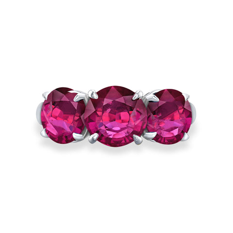 Robert Procop 3-Stone Pink Sapphire Platinum Ring