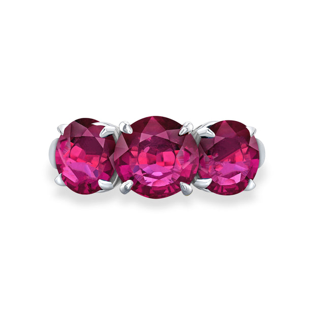 Robert Procop 3-Stone Pink Sapphire Platinum Ring