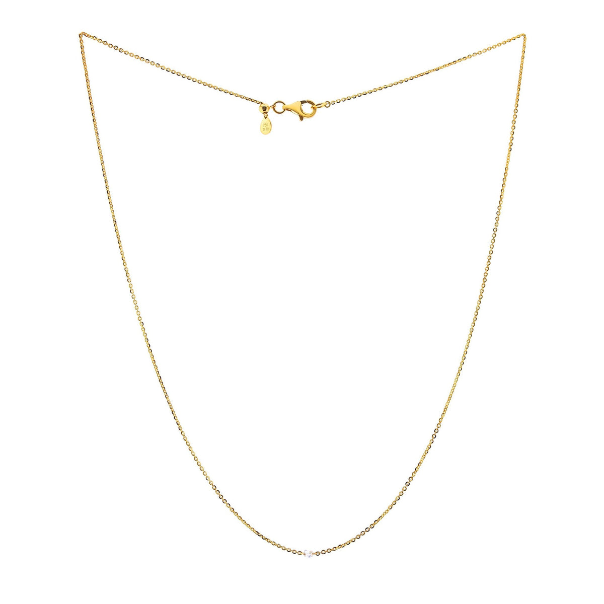 Diamond Solitaire Necklace in 18K Yellow Gold, 0.10 ct