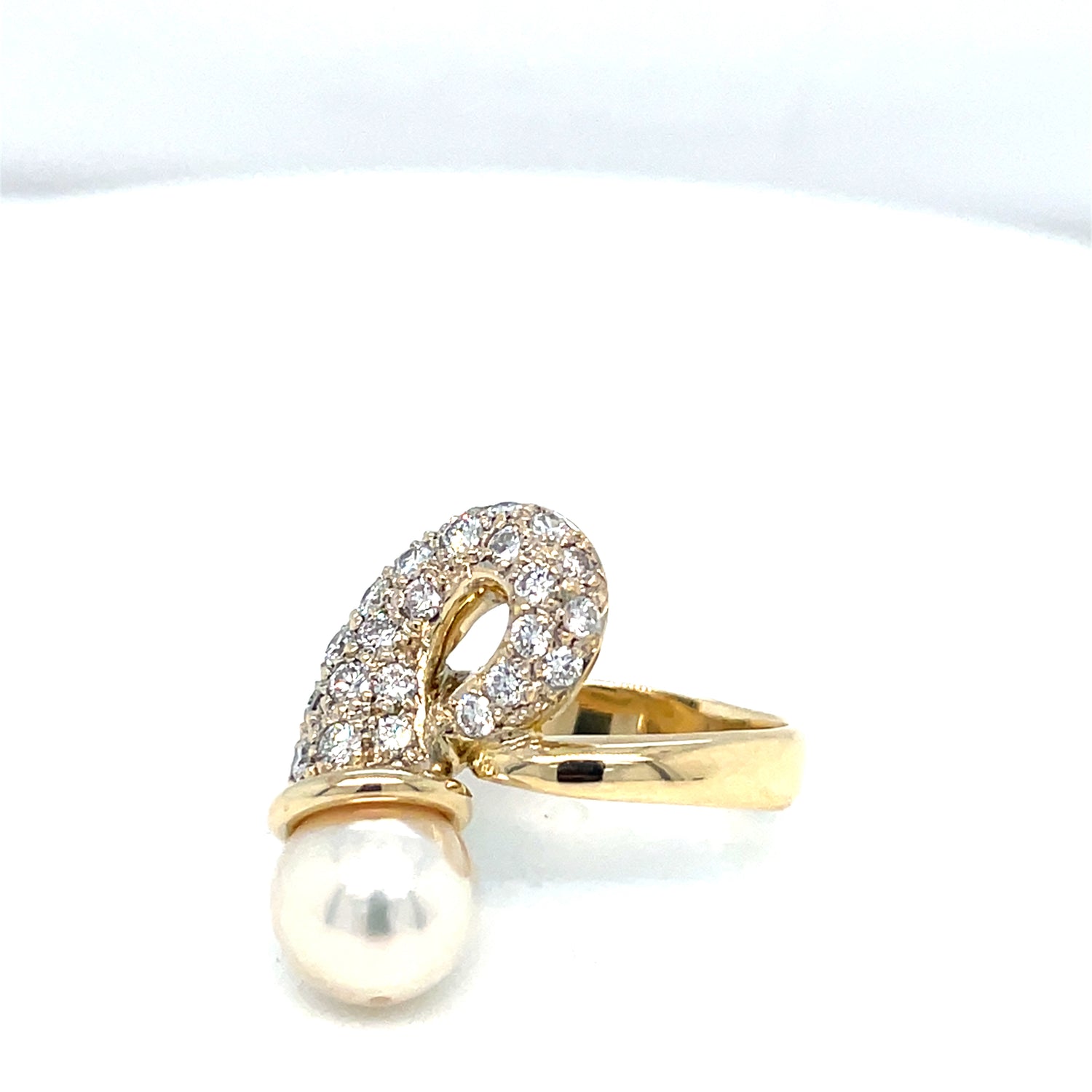 Diamond & Cultured Pearl Curling 14K Yellow Gold Ring