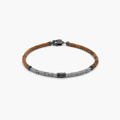Croce Bamboo bracelet in bronze and silver hematite (Size: M)