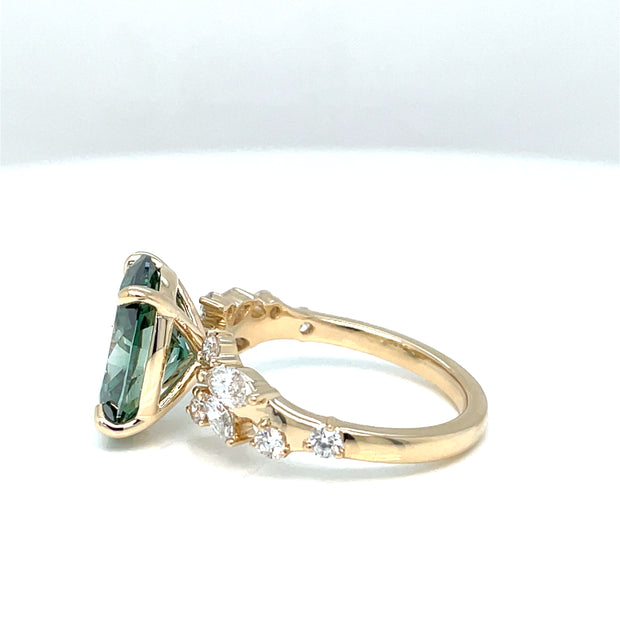 Green Oval Lab-Grown Diamond 14KY Ring