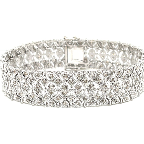 18K White Gold Diamond Estate 7 inch Bracelet