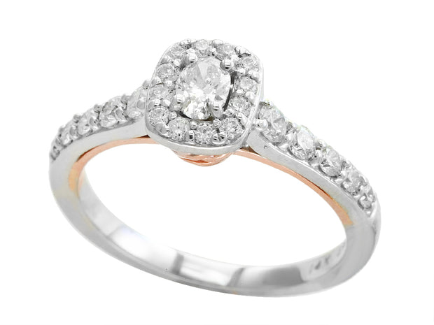 14 Karat Two-Tone Gold Diamond Engagement Ring