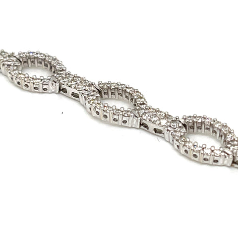 18K White Gold Diamond 7 inch Estate Bracelet