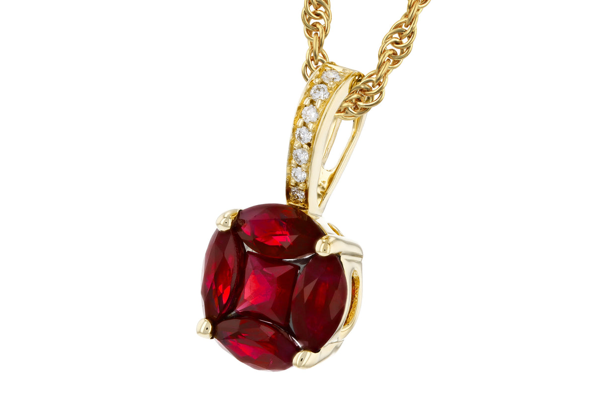 Allison Kaufman Ruby & Diamond Necklace in 14K Yellow Gold, 0.82 ctw, alternate view