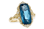 Allison Kaufman London Blue Topaz & Diamond Ring in 14K Yellow Gold, 6.90 ctw