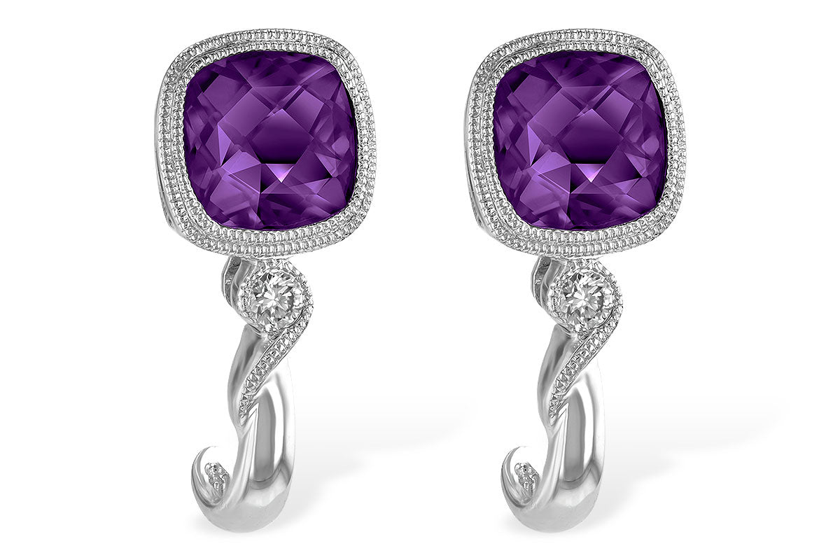 Allison Kaufman Amethyst & Diamond Earrings in 14K White Gold, 1.75 ctw