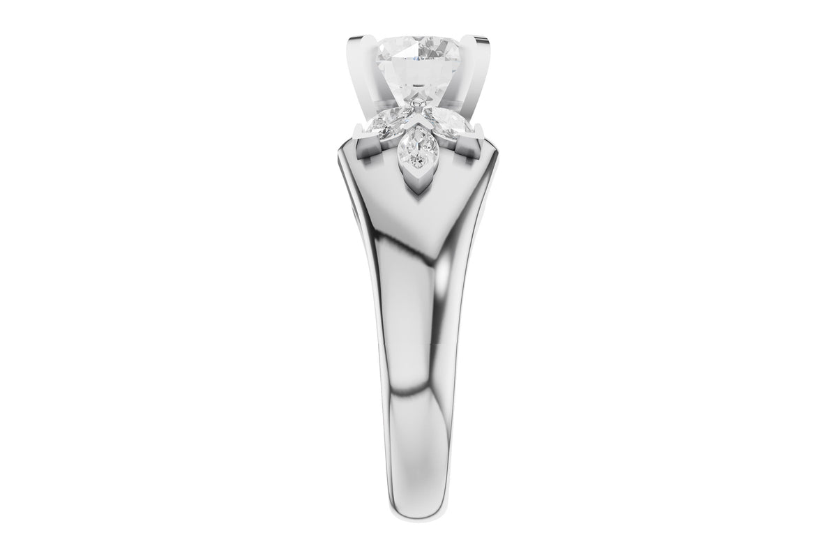 Allison Kaufman Fancy-Cut Diamond Engagement Ring Semi-Mount in 14K White Gold, 0.38 ctw, alternate view