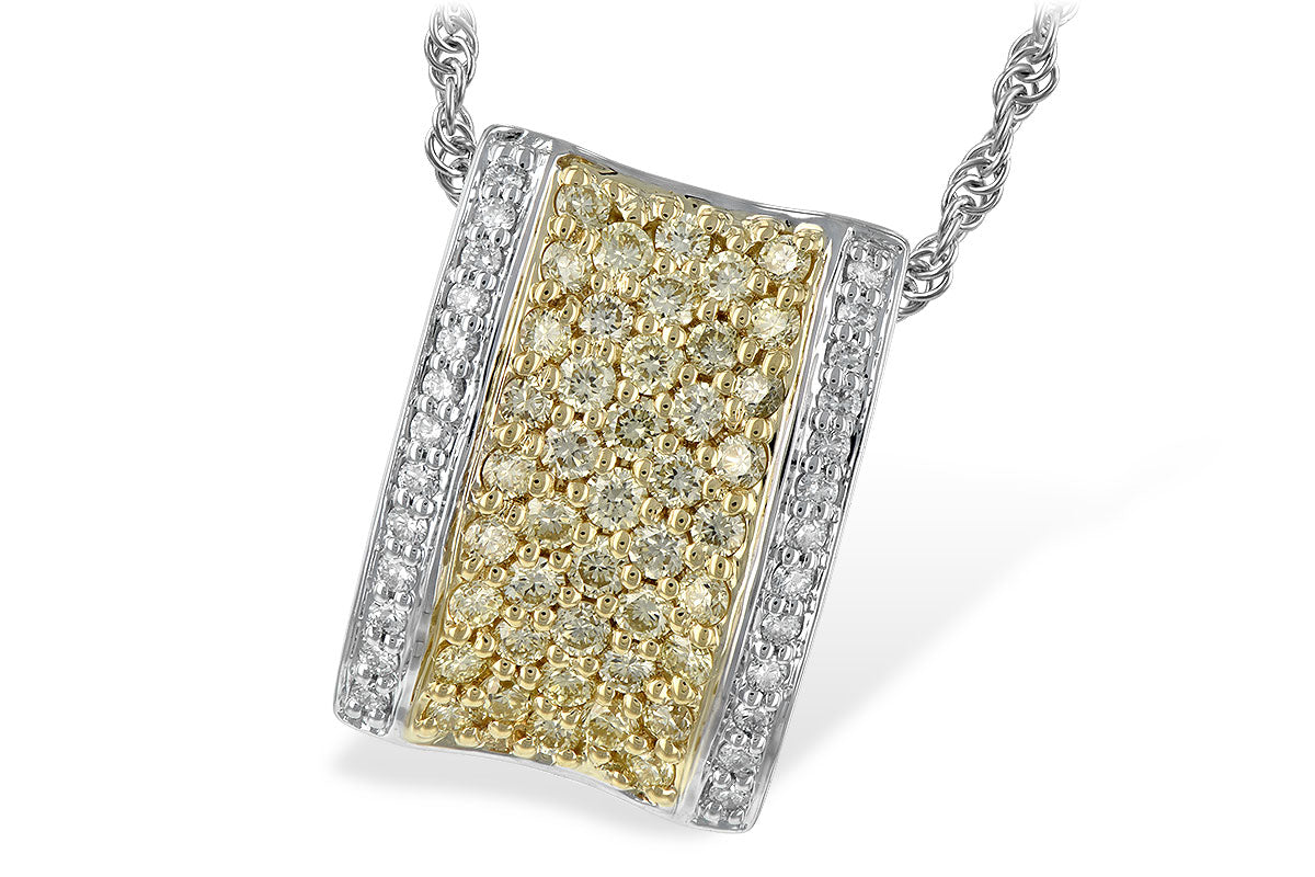 Allison Kaufman Yellow Diamond Necklace in 14K Two-Tone Gold, 1.00 ctw