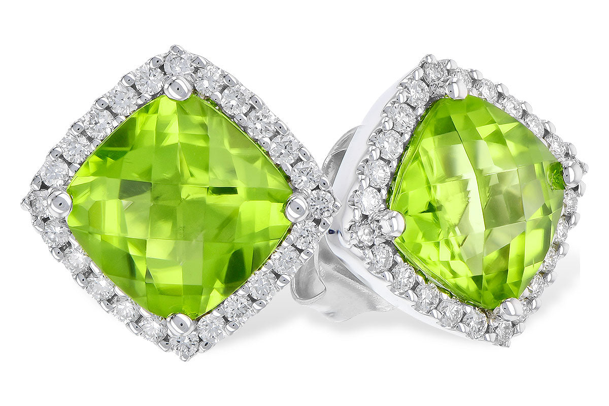 Allison Kaufman Peridot & Diamond Earrings in 14K White Gold, 2.04 ctw