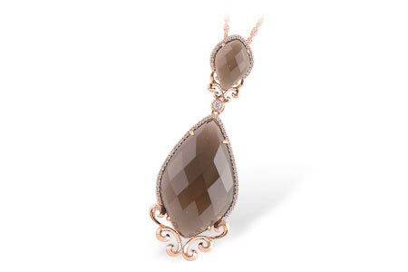 Allison Kaufman Smoky Quartz & Diamond Necklace in 14K Rose Gold, 19.15 ctw