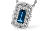 Allison Kaufman London Blue Topaz & Diamond Necklace in 14K White Gold, 0.96 ctw