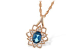 Allison Kaufman Blue Topaz & Diamond Necklace in 14K Rose Gold, 0.56 ctw