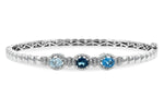 Allison Kaufman Blue Topaz & Diamond Bracelet in 14K White Gold, 1.40 ctw