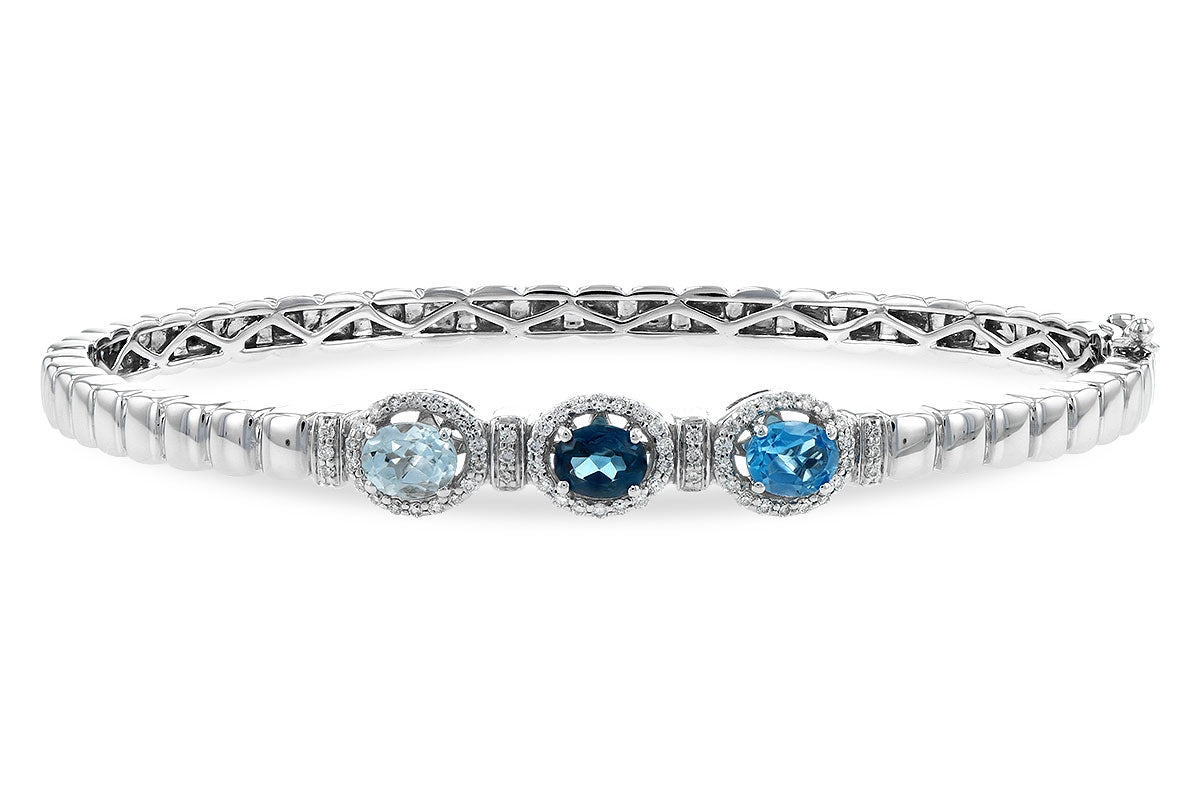 Allison Kaufman Blue Topaz & Diamond Bracelet in 14K White Gold, 1.40 ctw