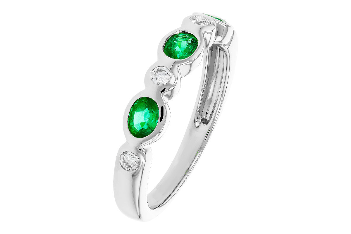 Allison Kaufman Emerald & Diamond Wedding Band in 14K White Gold, 0.56 ctw, alternate view