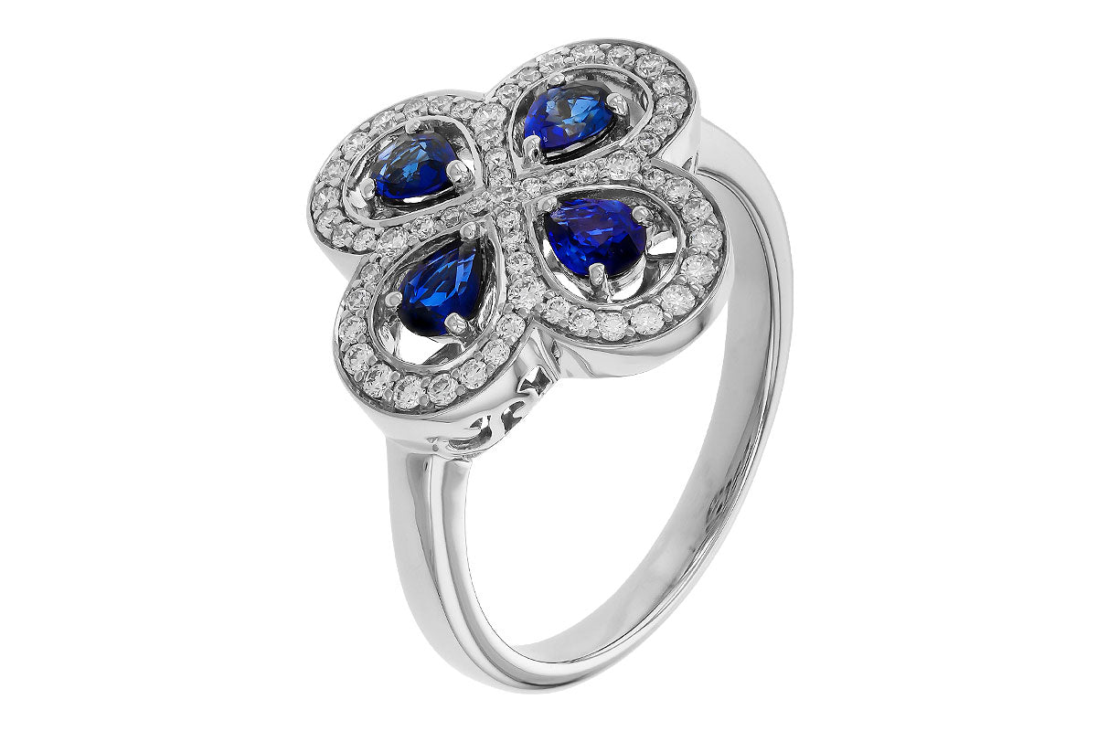 Allison Kaufman Sapphire & Diamond Ring in 14K White Gold, 0.96 ctw, alternate view