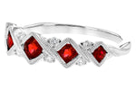 Allison Kaufman Ruby & Diamond Wedding Band in 14K White Gold, 0.58 ctw, alternate view
