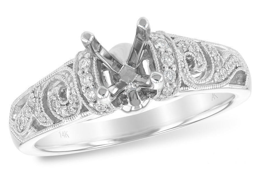 Allison Kaufman Diamond Engagement Ring Semi-Mount in 14K White Gold, 0.16 ctw (L7580)