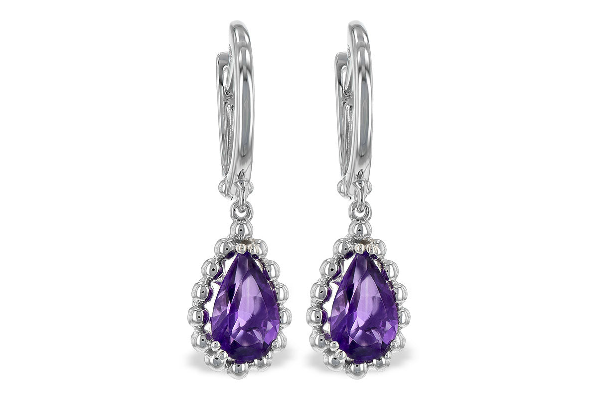 Allison Kaufman Amethyst Earrings in 14K White Gold, 1.40 ctw
