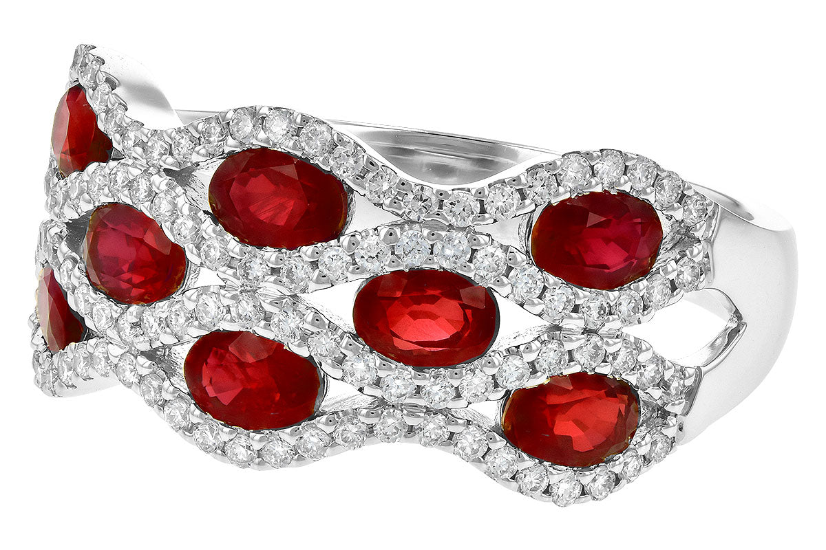 Allison Kaufman Ruby & Diamond Wedding Band in 14K White Gold, 2.18 ctw, alternate view