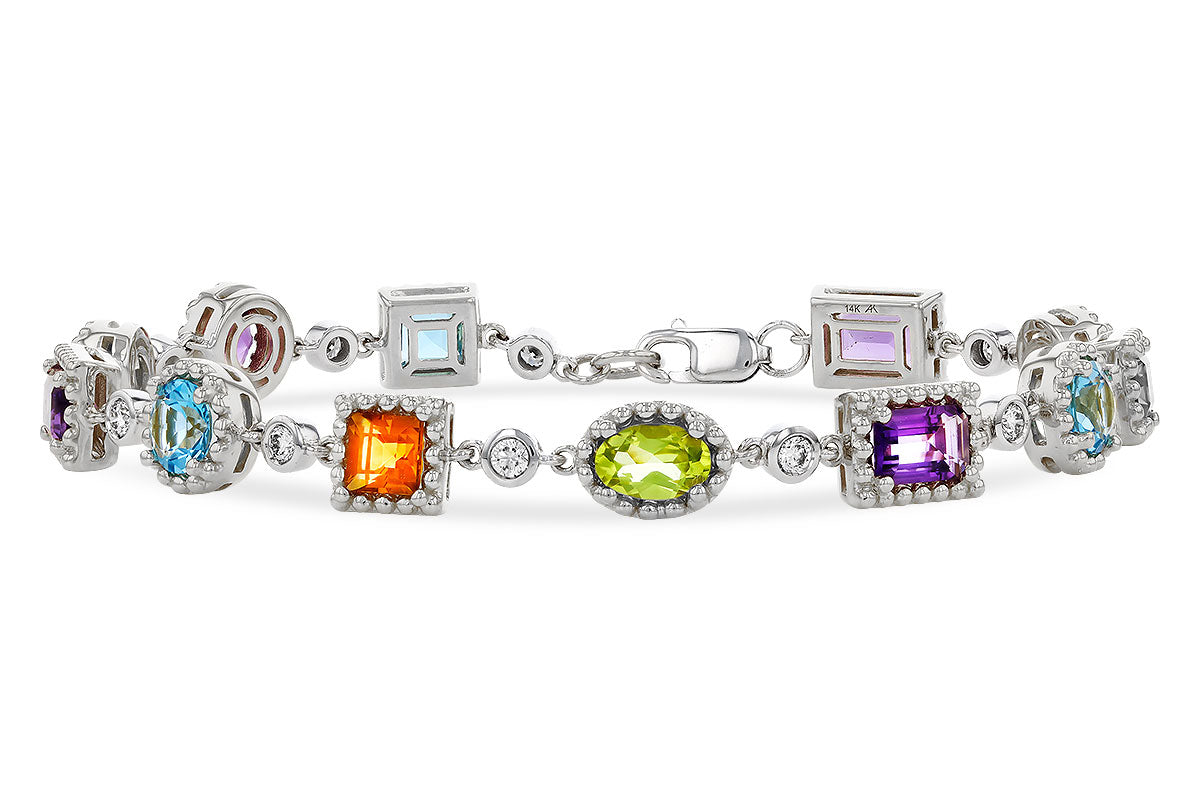 Allison Kaufman Multi-Gemstone & Diamond Bracelet in 14K White Gold, 5.05 ctw